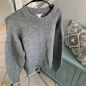 Balloon sleeve wool blend sweater
